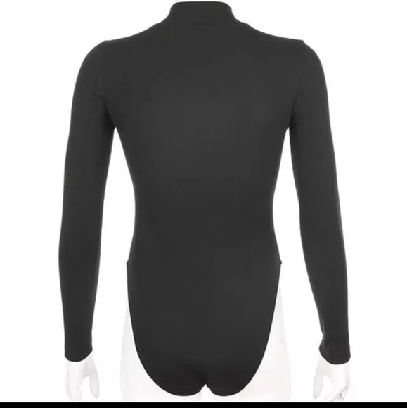 Black Mesh corset turtleneck bodysuit - Picture 4 of 8